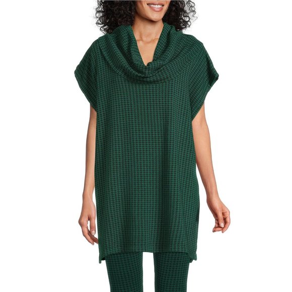 Bryn Walker Size Large Inlet Pike Houndstooth Print Cowl Neck‎ Poncho Top - Picture 10 of 10